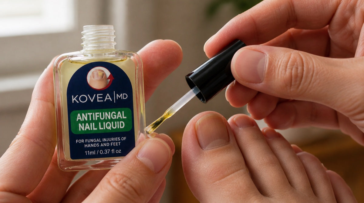 Kovea brush-on being applied to a toenail